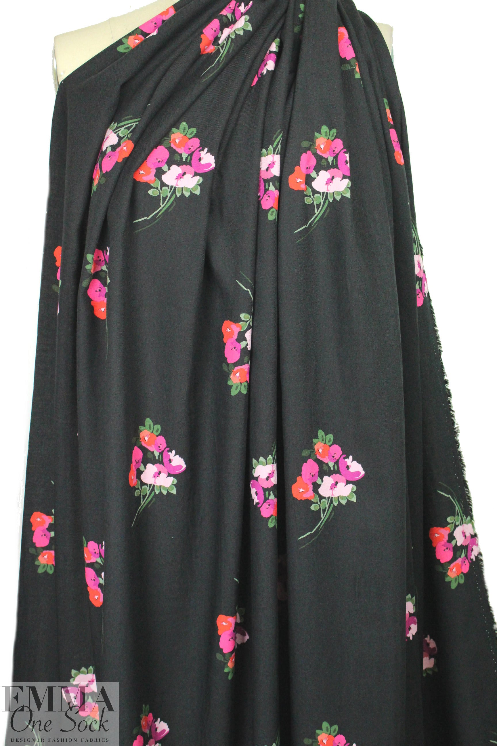 Italian scattered bouquets viscose drapey twill woven