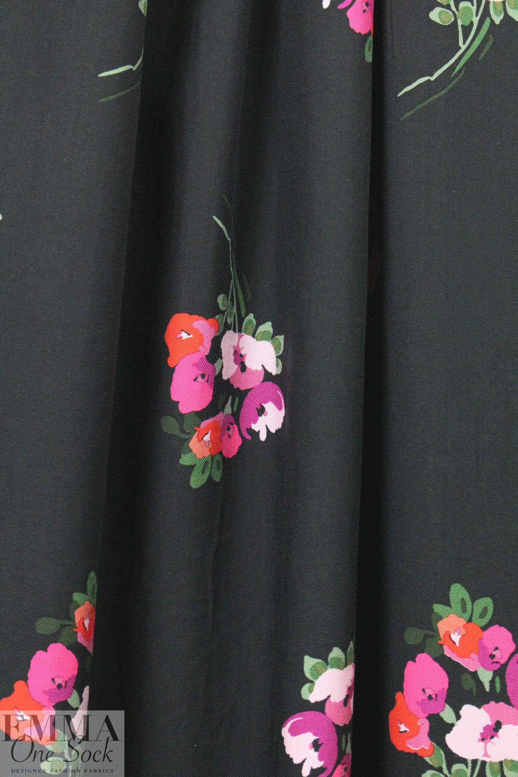 Italian scattered bouquets viscose drapey twill woven 1.5 yd