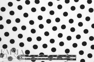 French black on white dot drapey viscose woven 1.5 yds