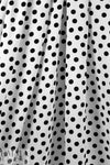 Italian black on white dot drapey viscose woven