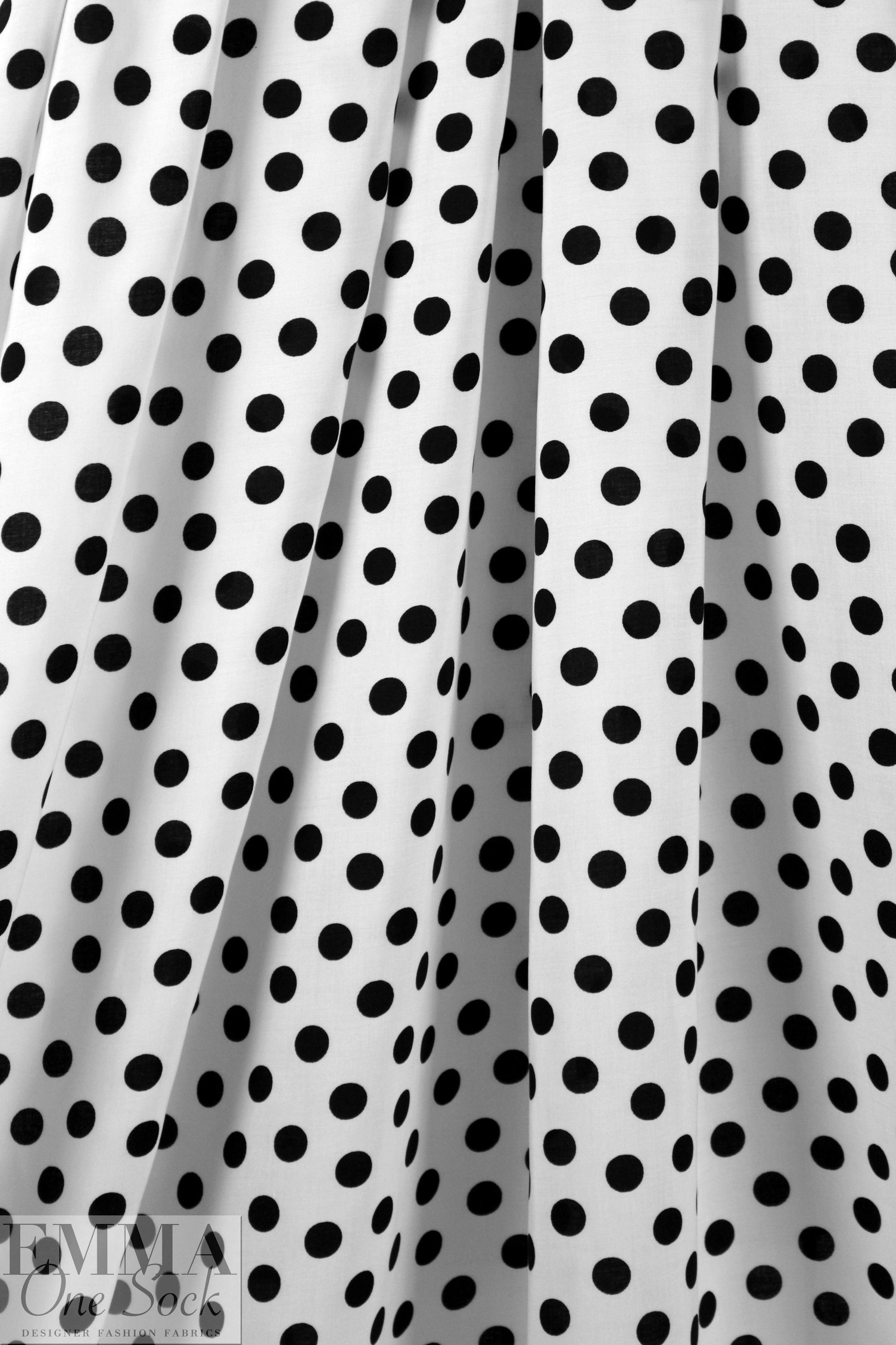 French black on white dot drapey viscose woven 1.875 yd