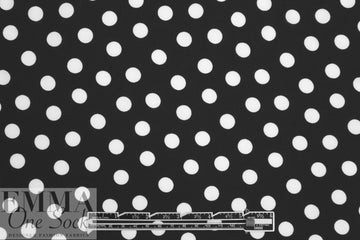 French white on black dot drapey viscose woven 1.875 yd