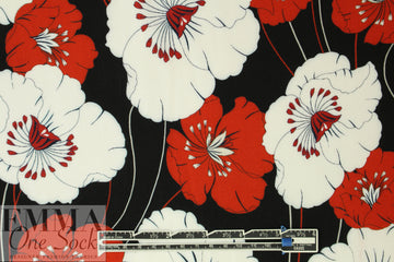 Italian deco flowers drapey viscose woven