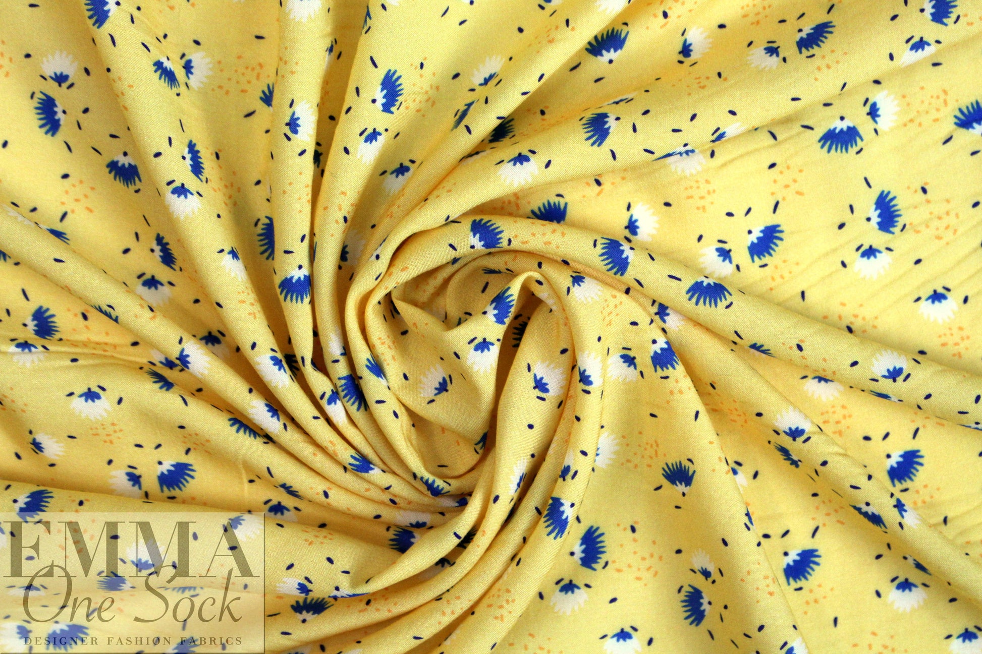 Italian little flower bursts viscose woven - yellow 1.875 yd