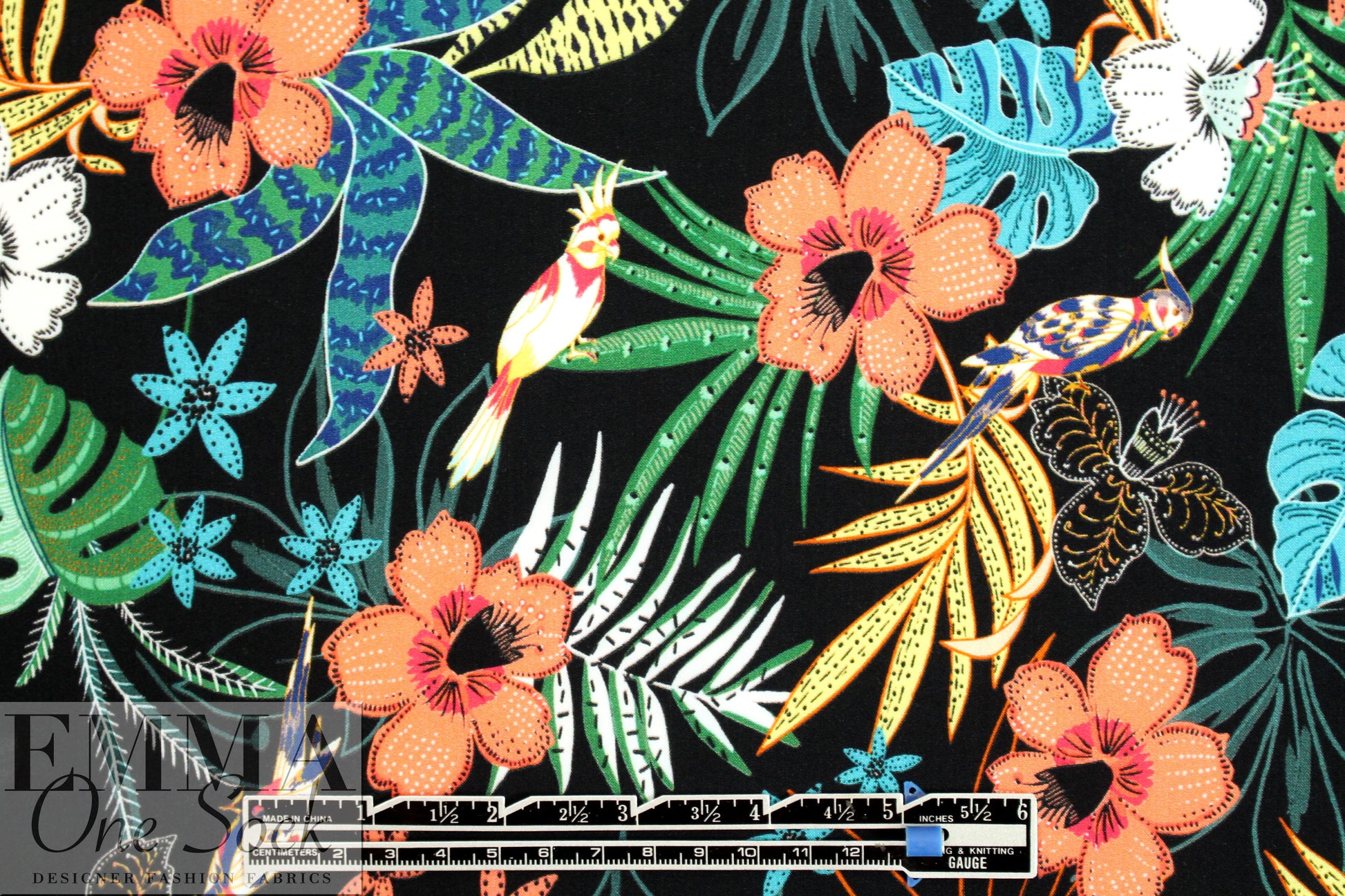 Italian tropical garden drapey viscose woven