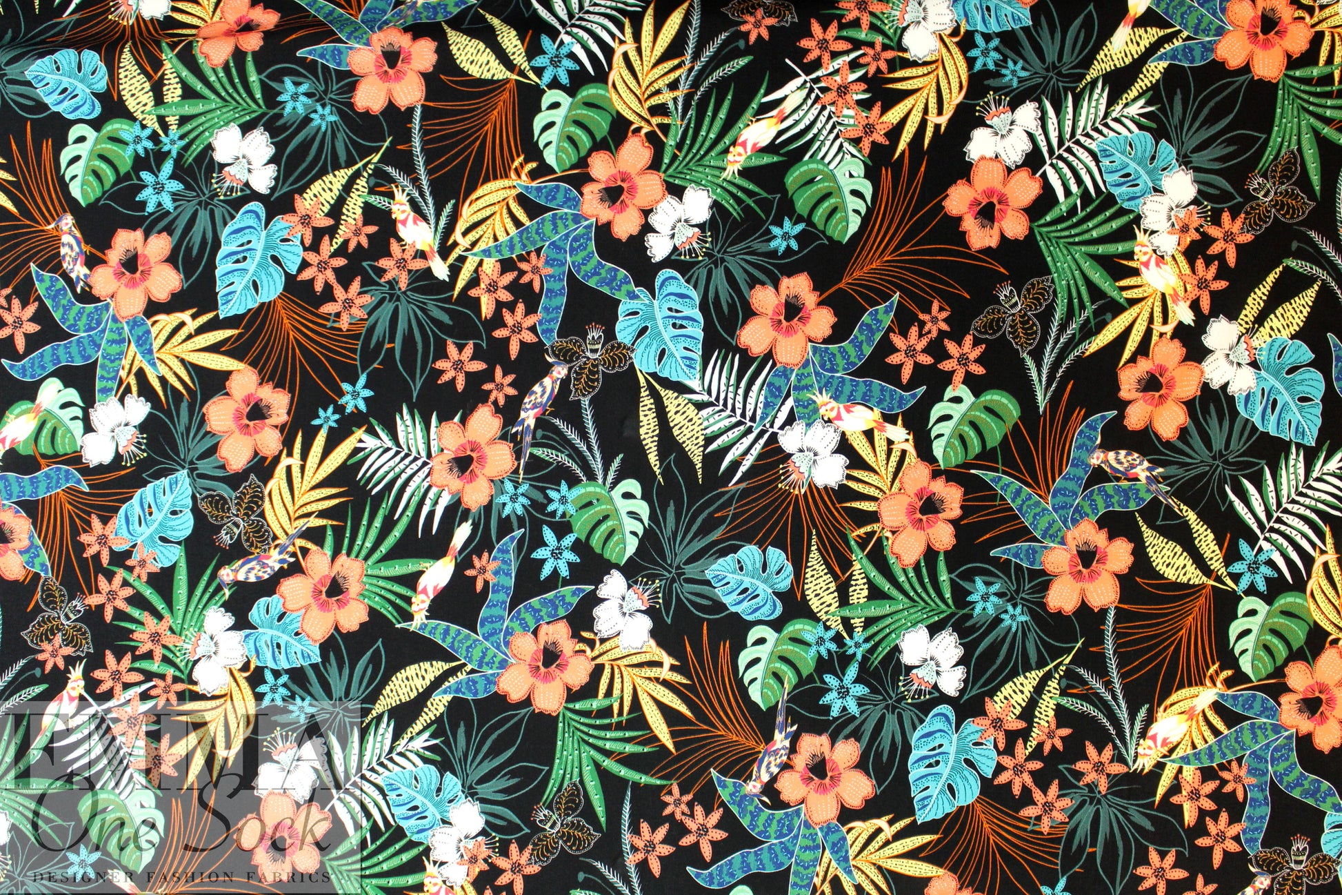 Italian tropical garden drapey viscose woven