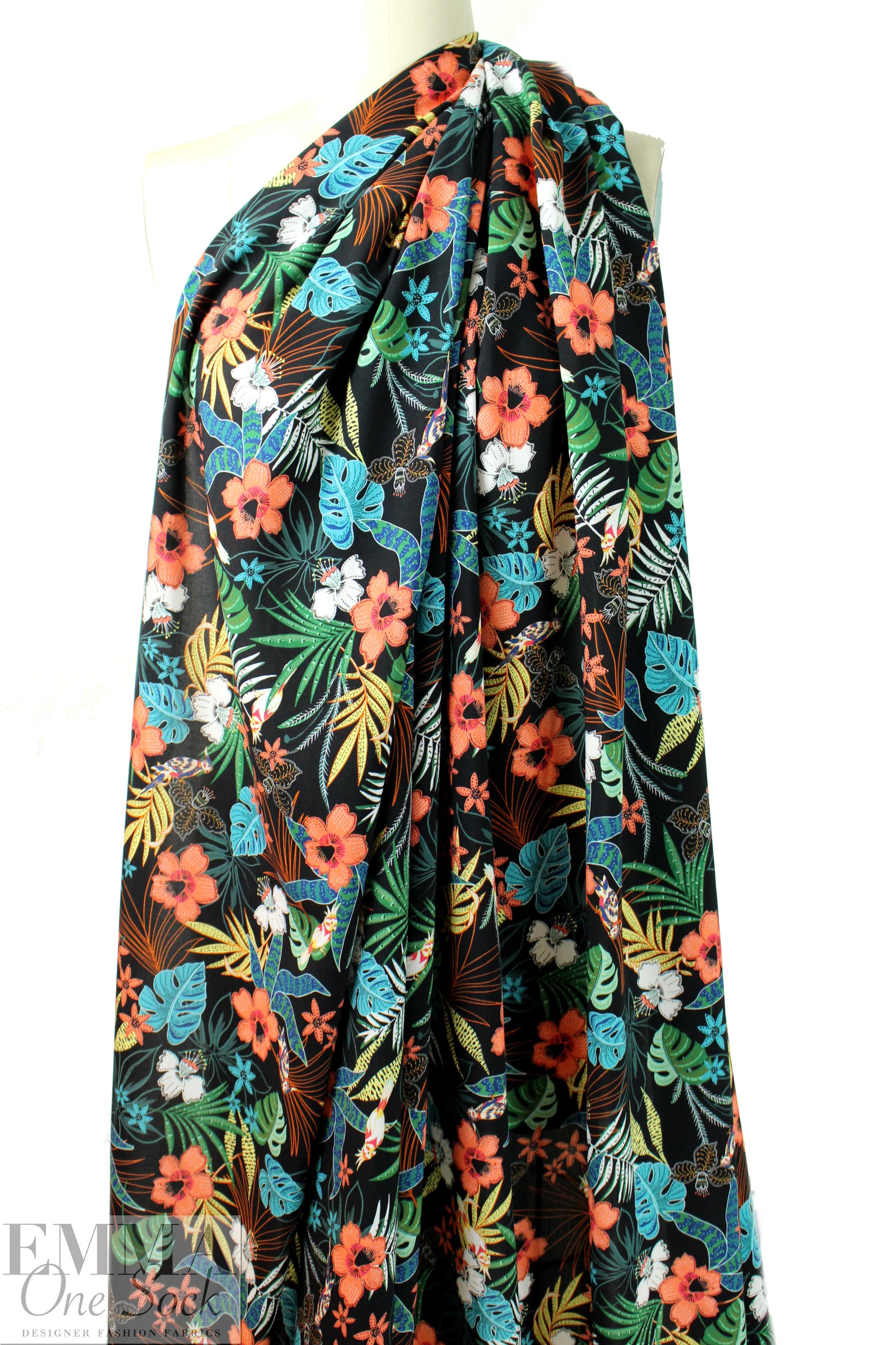Italian tropical garden drapey viscose woven