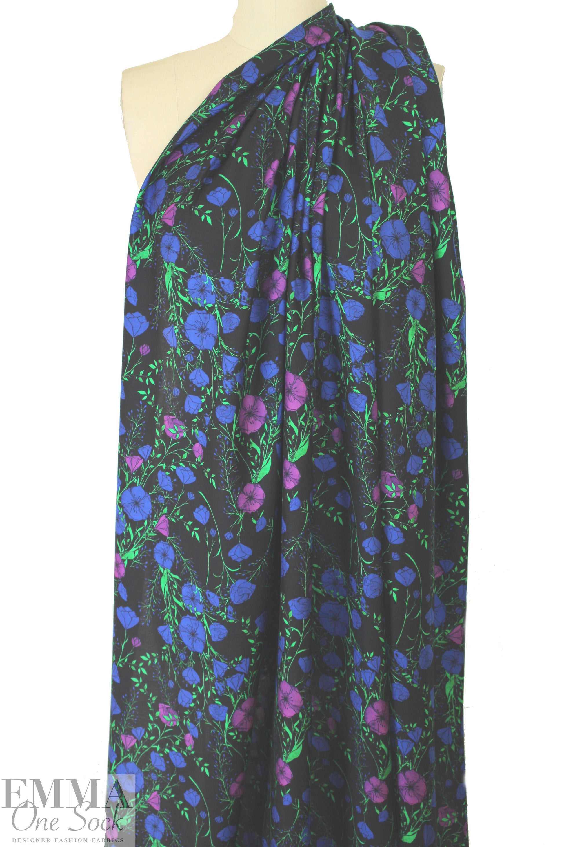 Italian satin back viscose woven floral