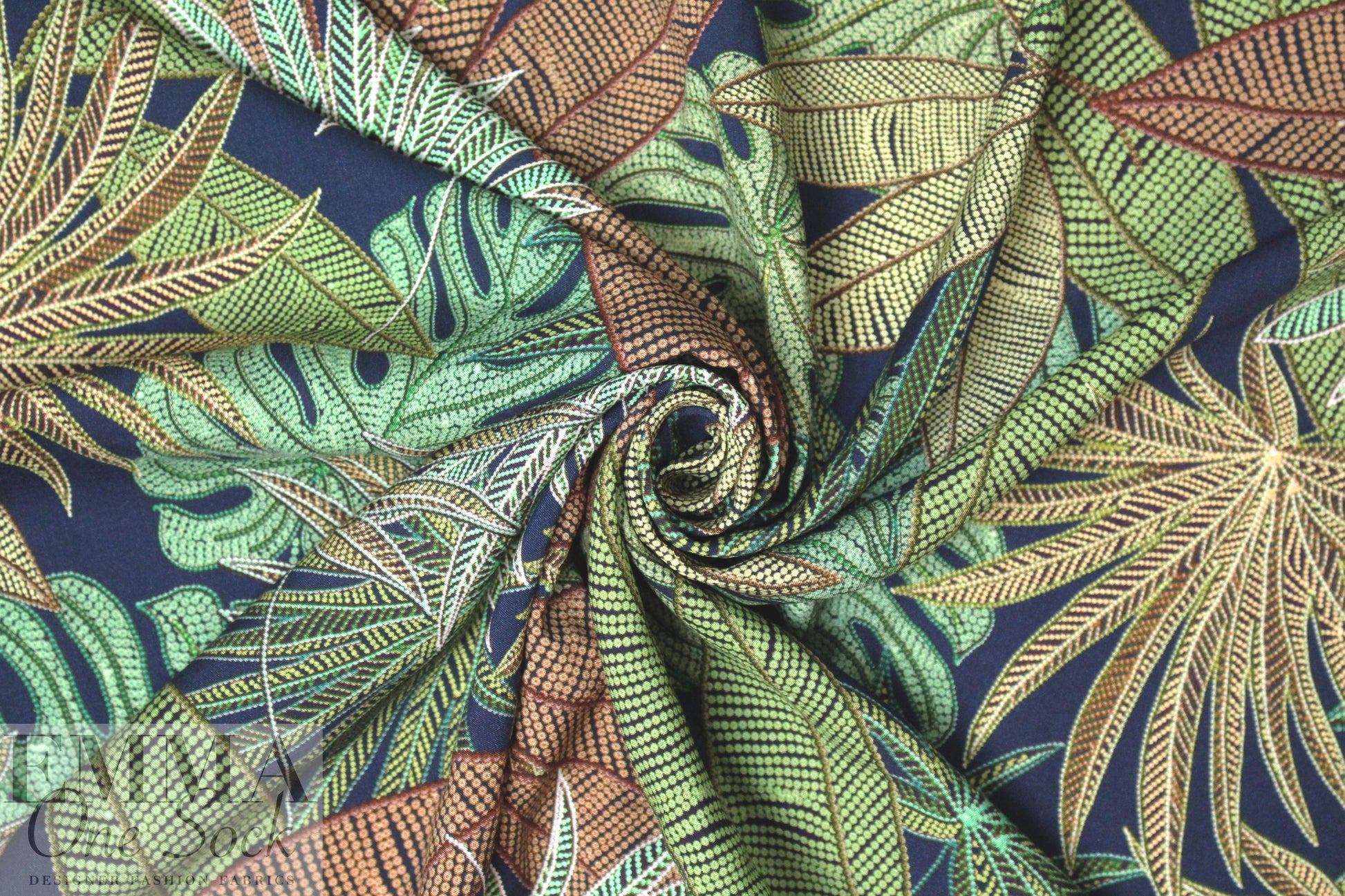 Italian tropical leaf viscose woven
