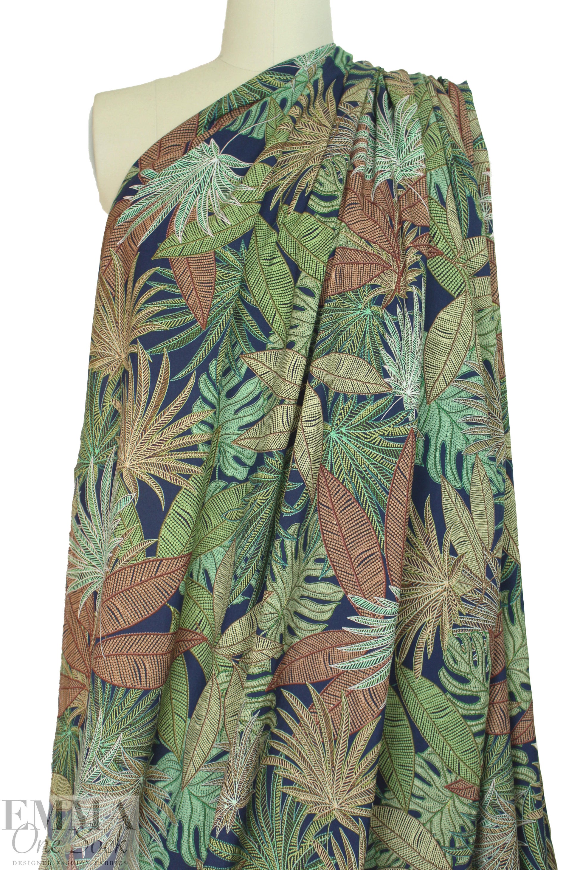 Italian tropical leaf viscose woven
