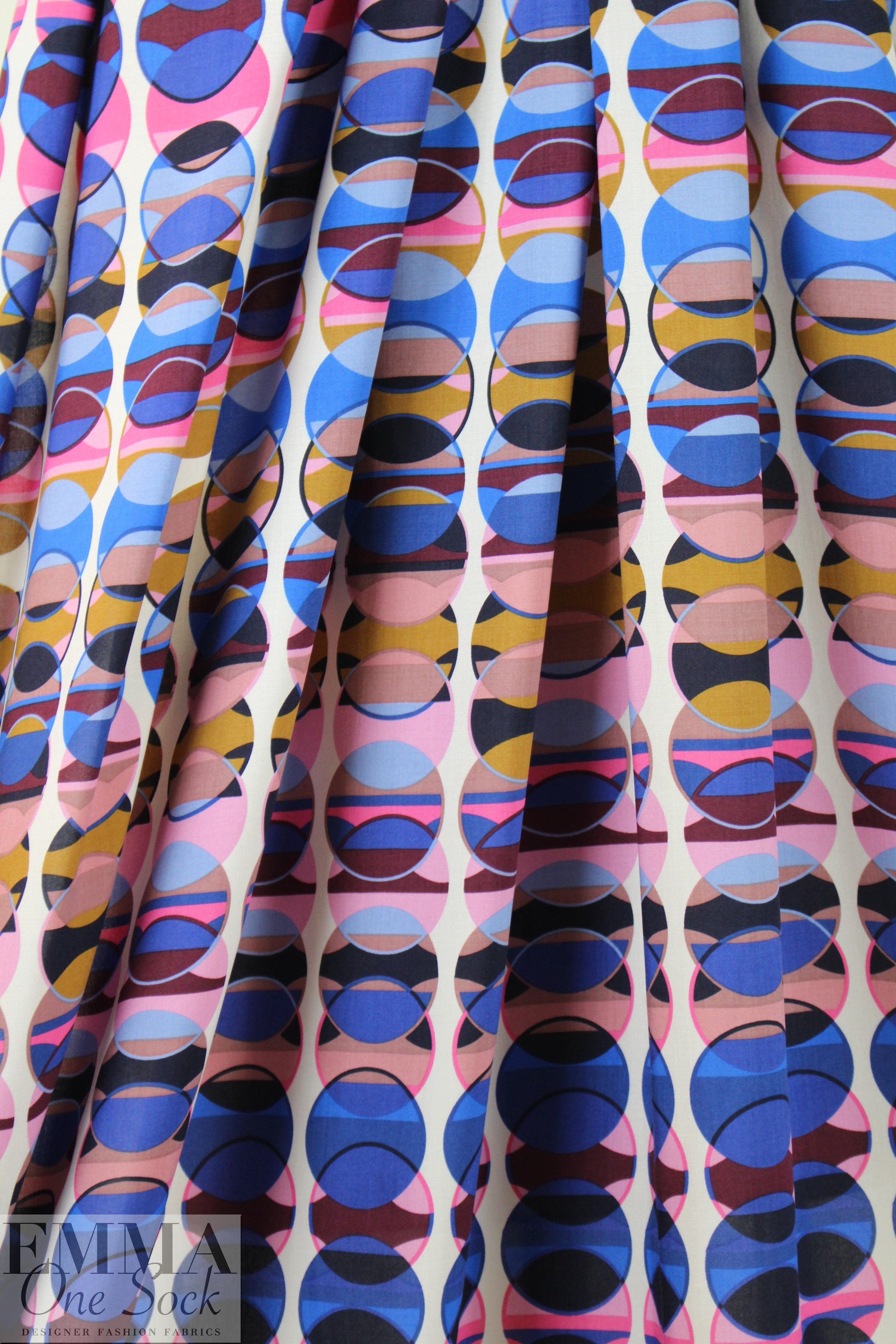 Italian graphic spheres drapey viscose woven .825 yds