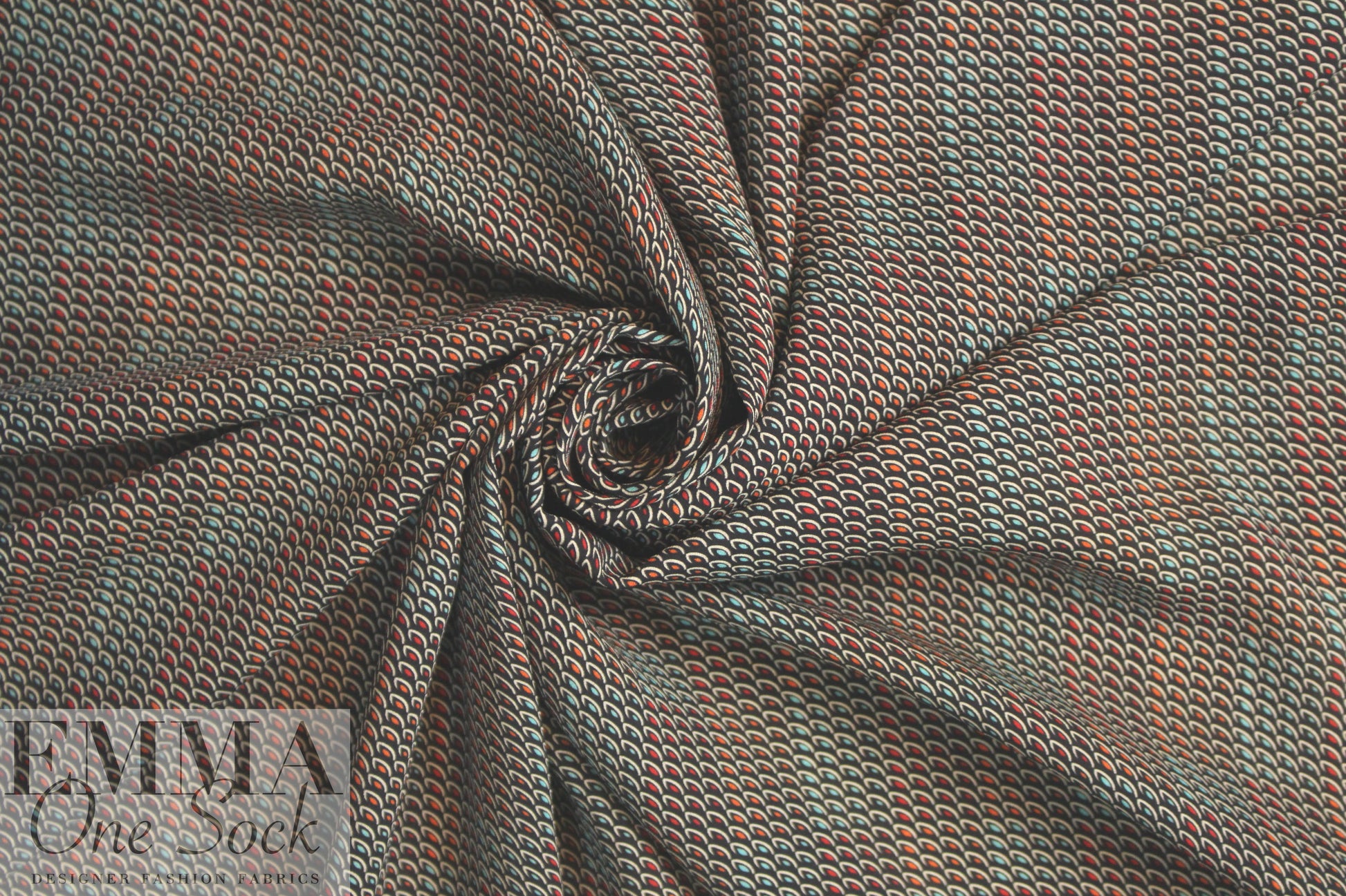 Italian little overlapping graphic poly georgette