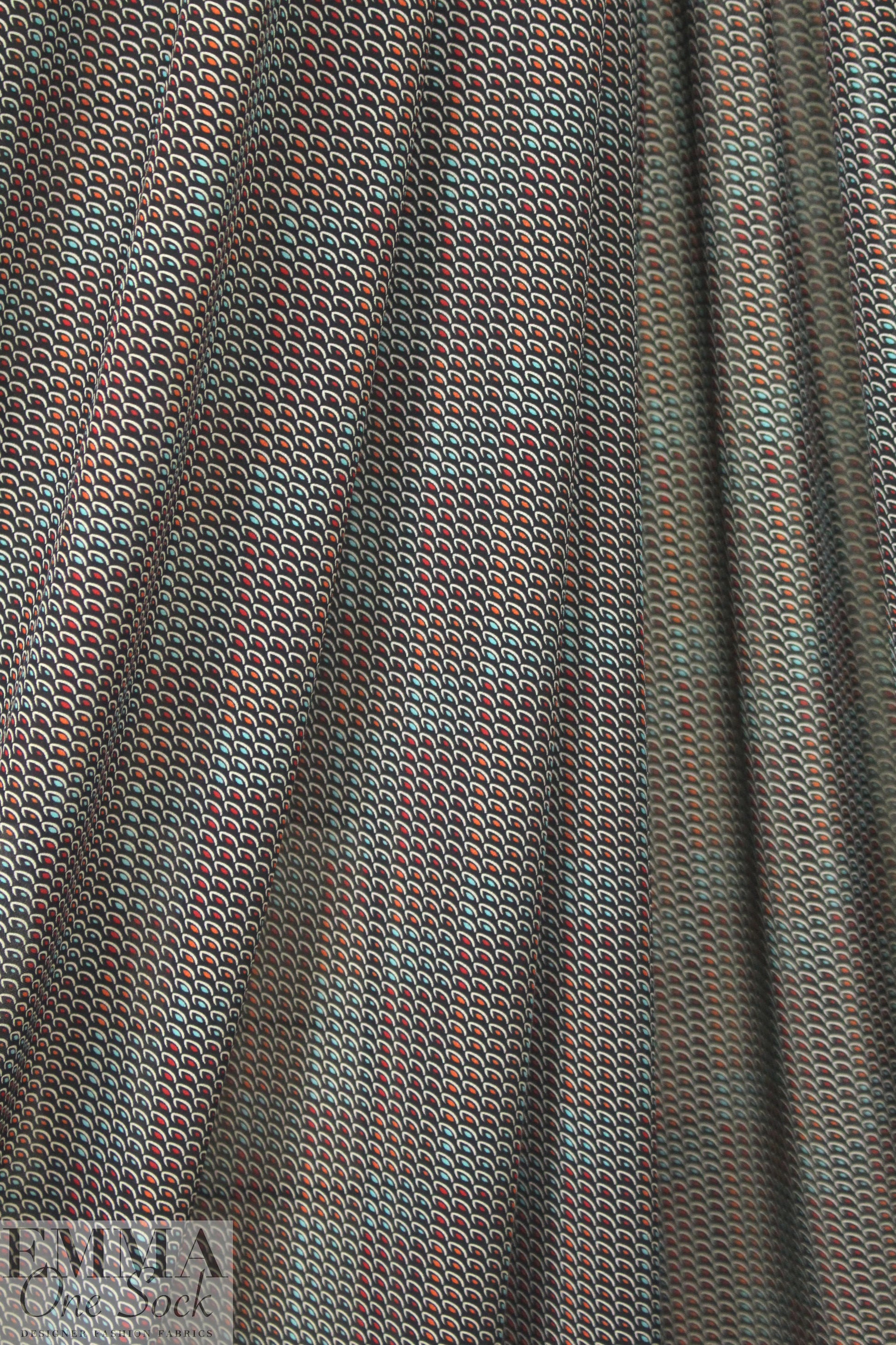 Italian little overlapping graphic poly georgette 1.875 yd