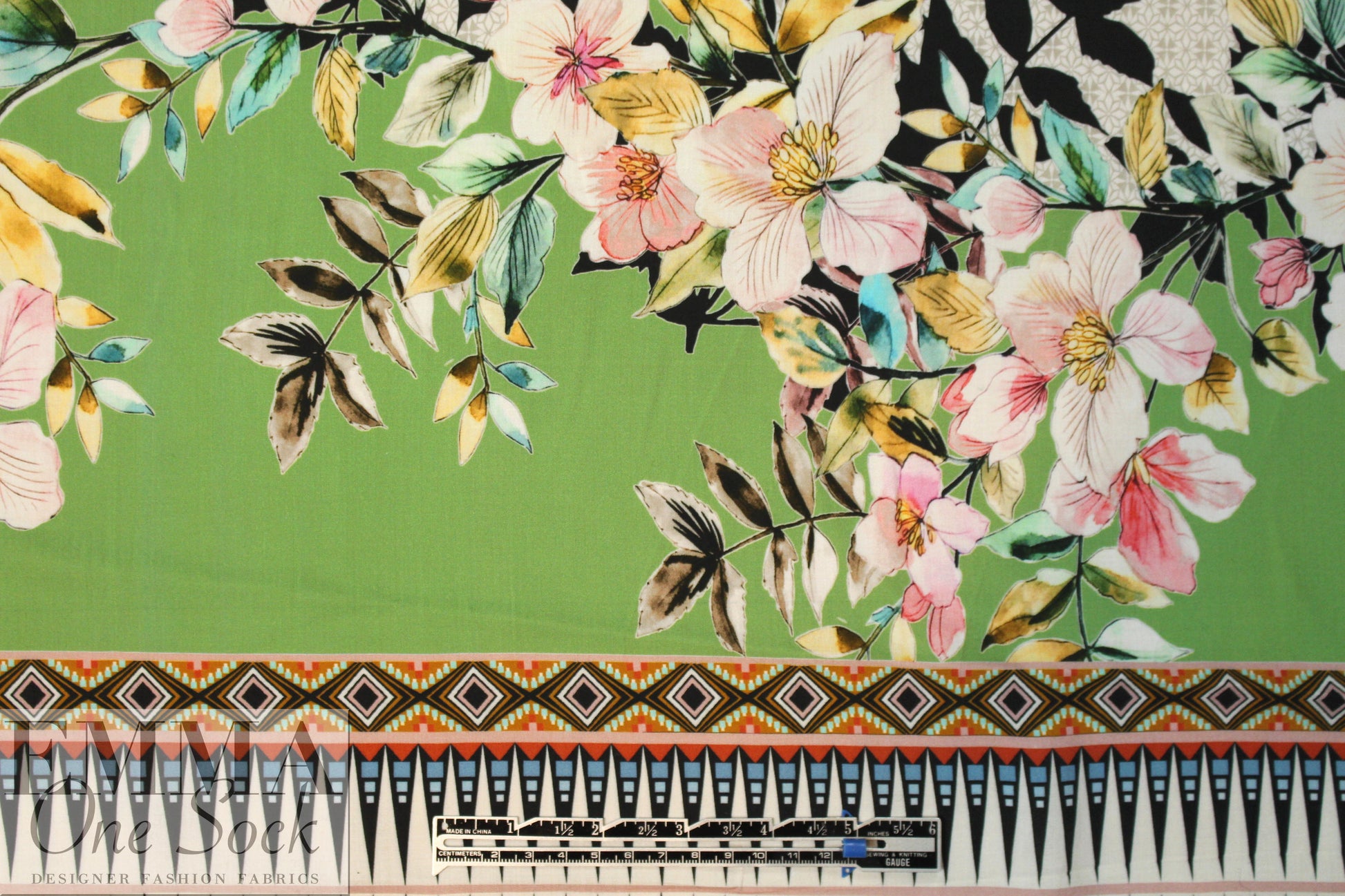 German panel viscose drapey woven - 'floral garland'