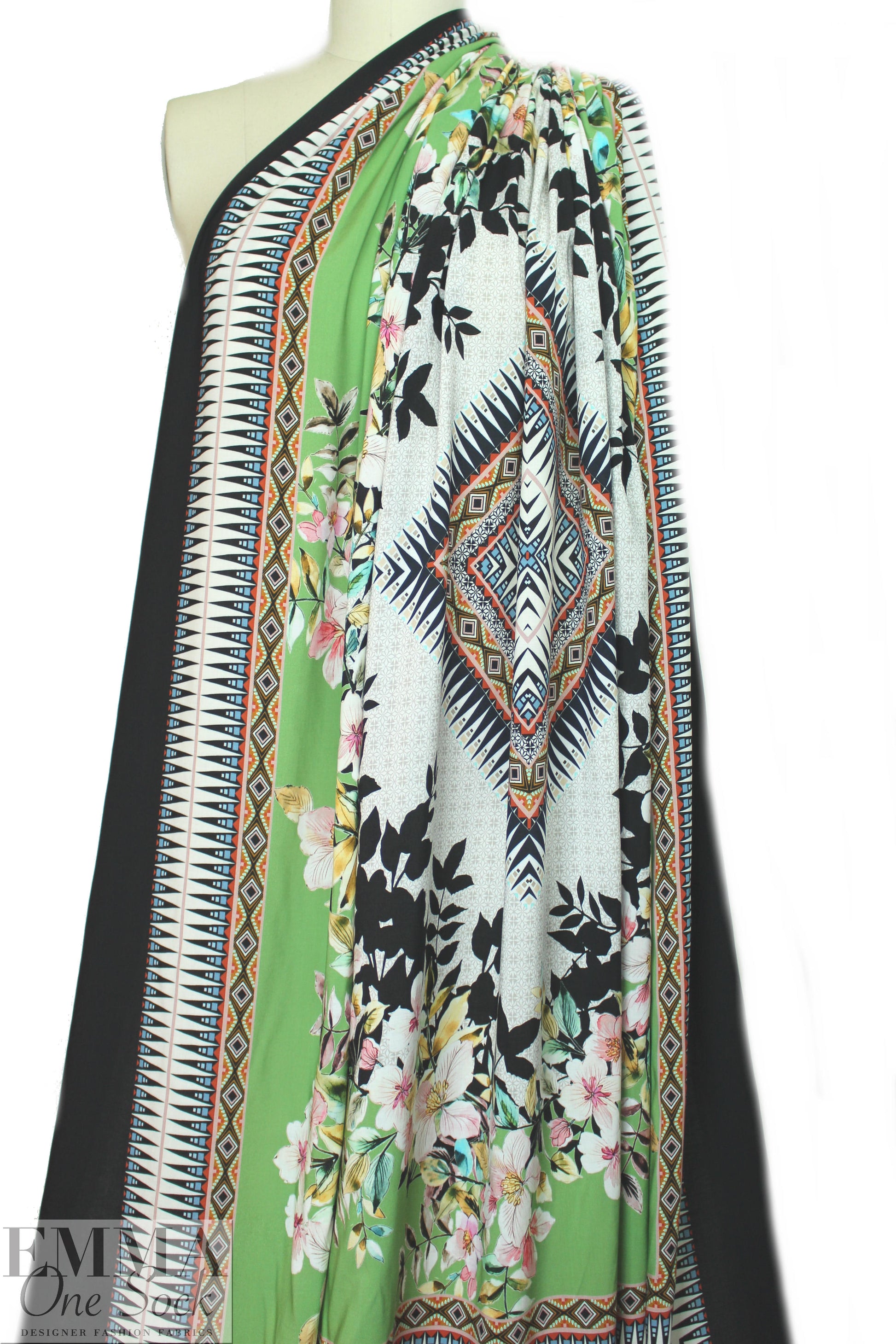German panel viscose drapey woven - 'floral garland'