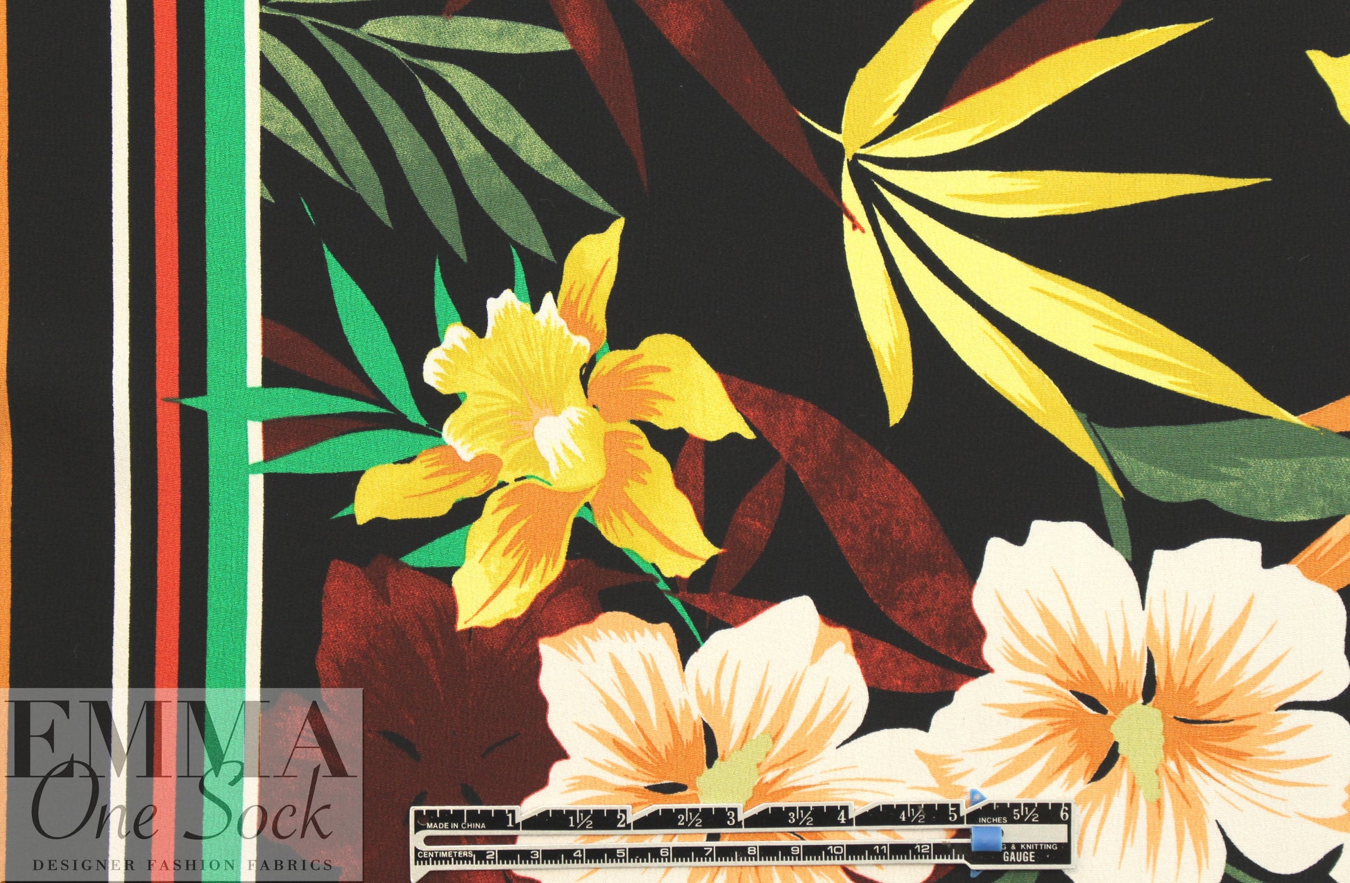 German viscose crepe woven - single border tropical 2.875 yd
