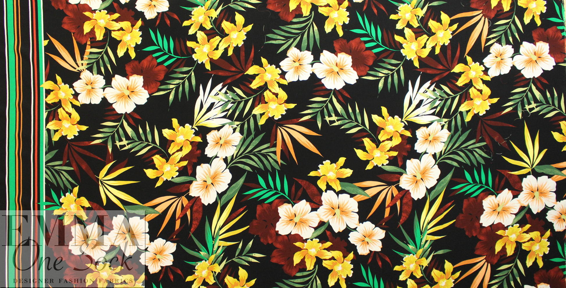 German viscose crepe woven - single border tropical 2 yd