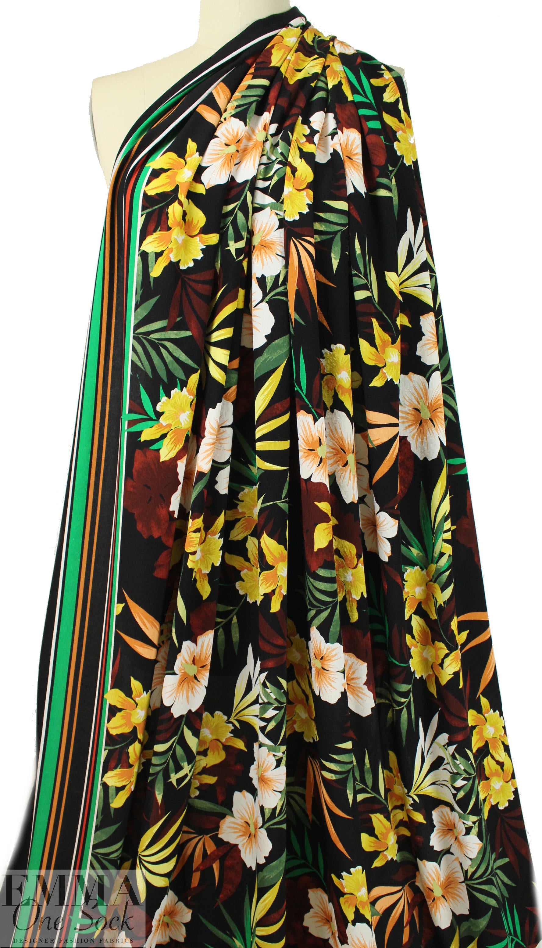 German viscose crepe woven - single border tropical 2 yd