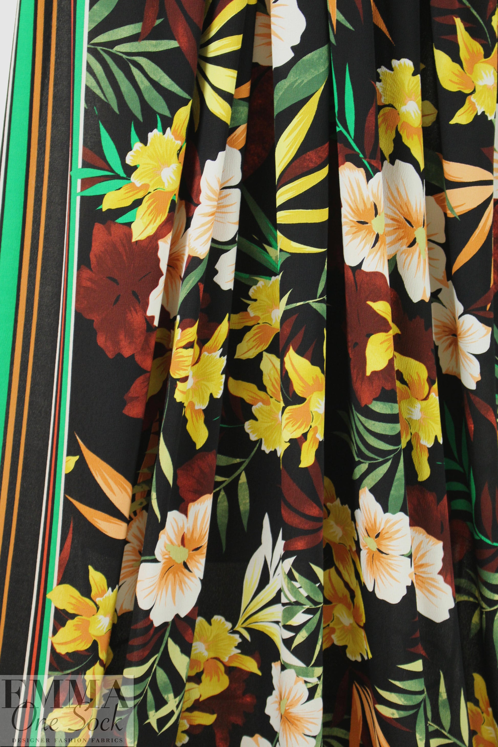 German viscose crepe woven - single border tropical 2.875 yd