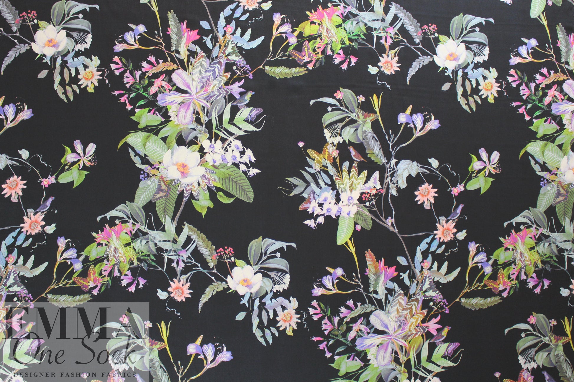 German viscose satin voile woven - botanical