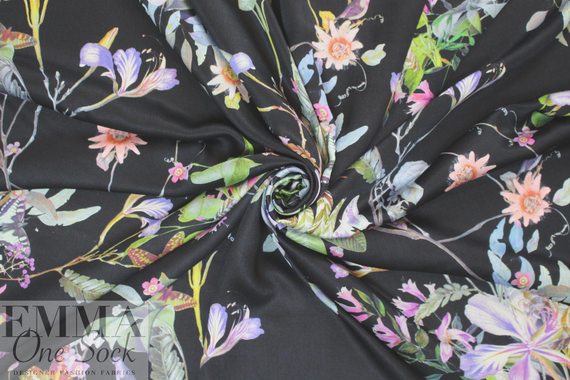 German viscose satin voile woven - botanical