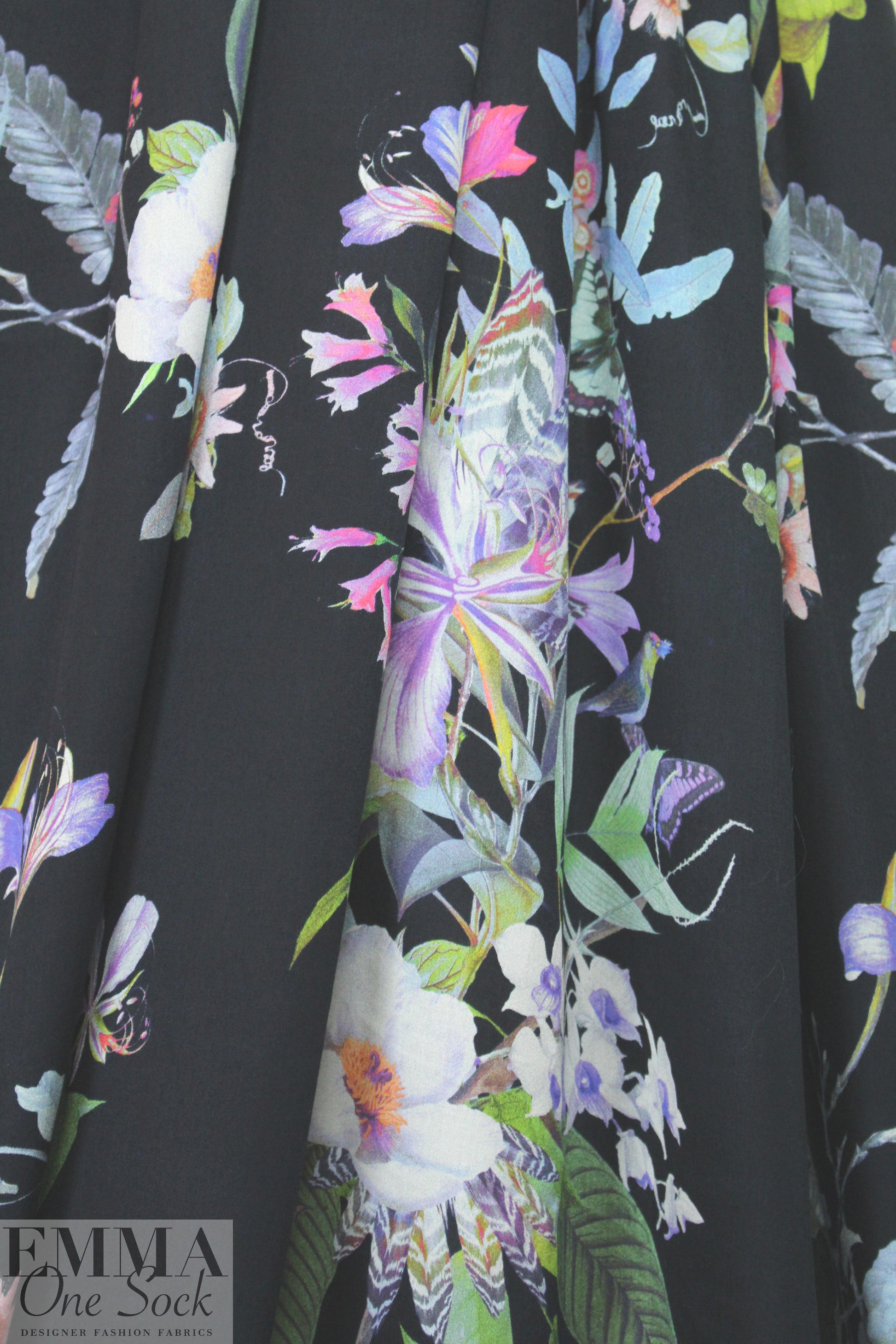 German viscose satin voile woven - botanical 1.625 yd