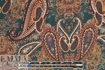 French viscose woven - teal/nutmeg paisley