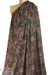 French viscose woven - teal/nutmeg paisley