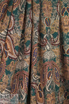 French viscose woven - teal/nutmeg paisley 1.625 yds