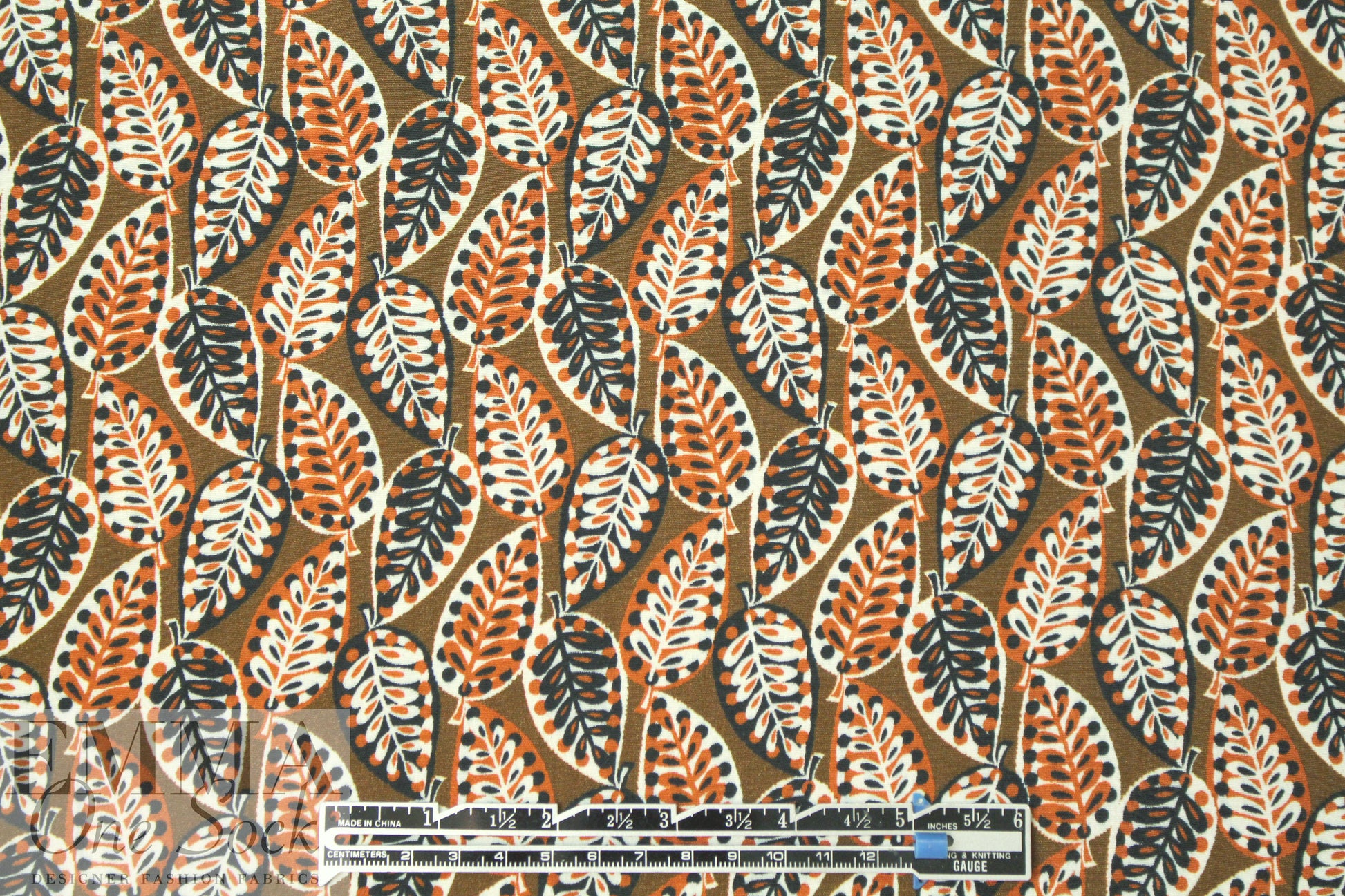 French viscose drapey woven - autumn leaf graphic 1.625 yd