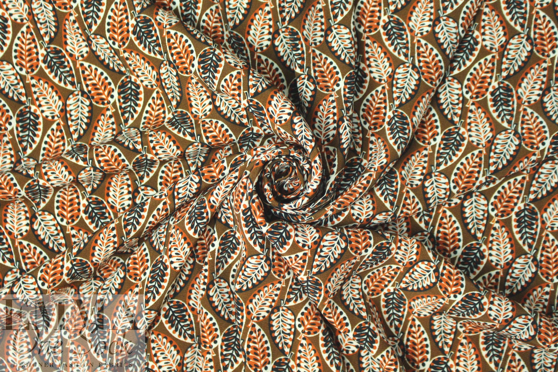 French viscose drapey woven - autumn leaf graphic 1.625 yd