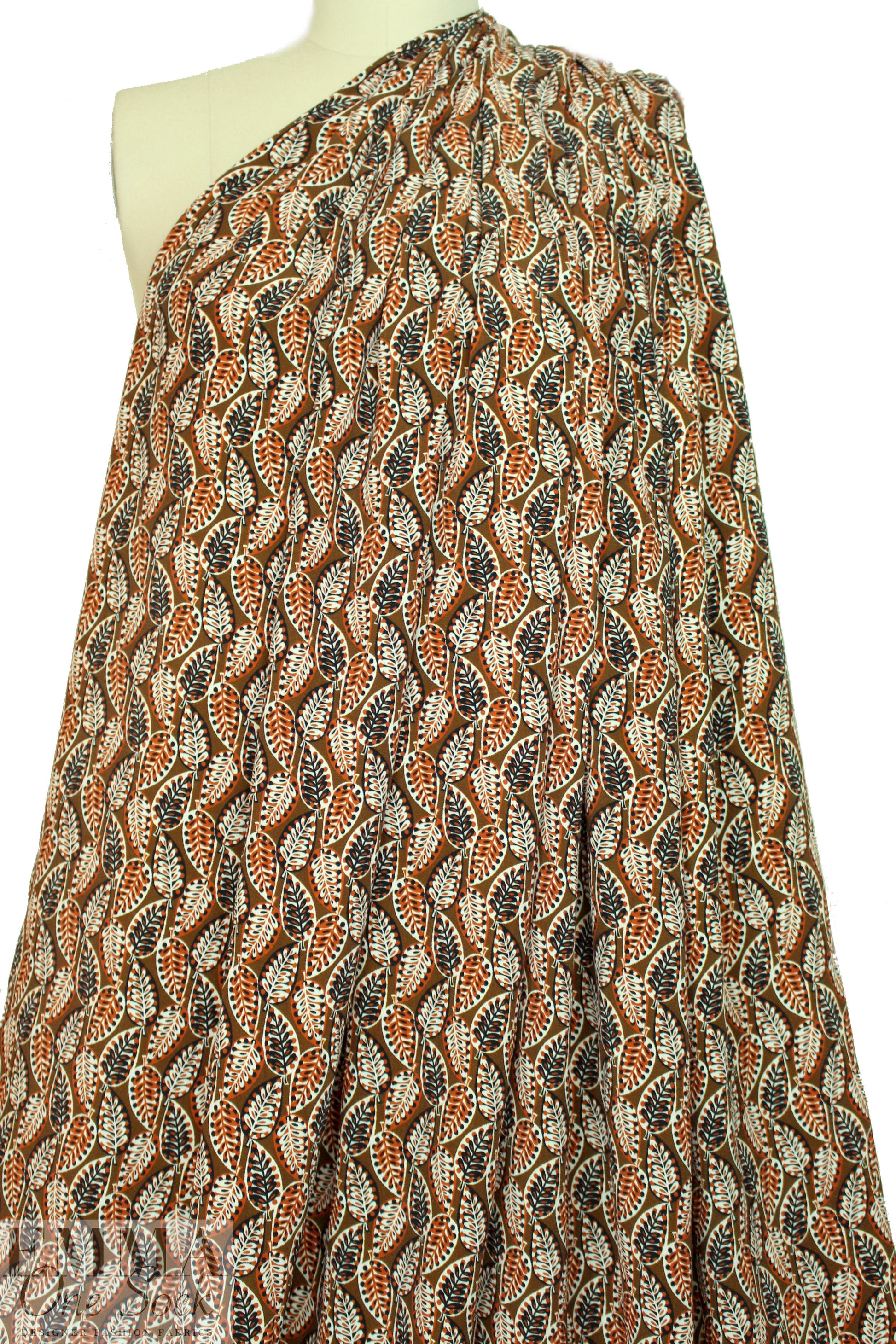 French viscose drapey woven - autumn leaf graphic 1.875 yd