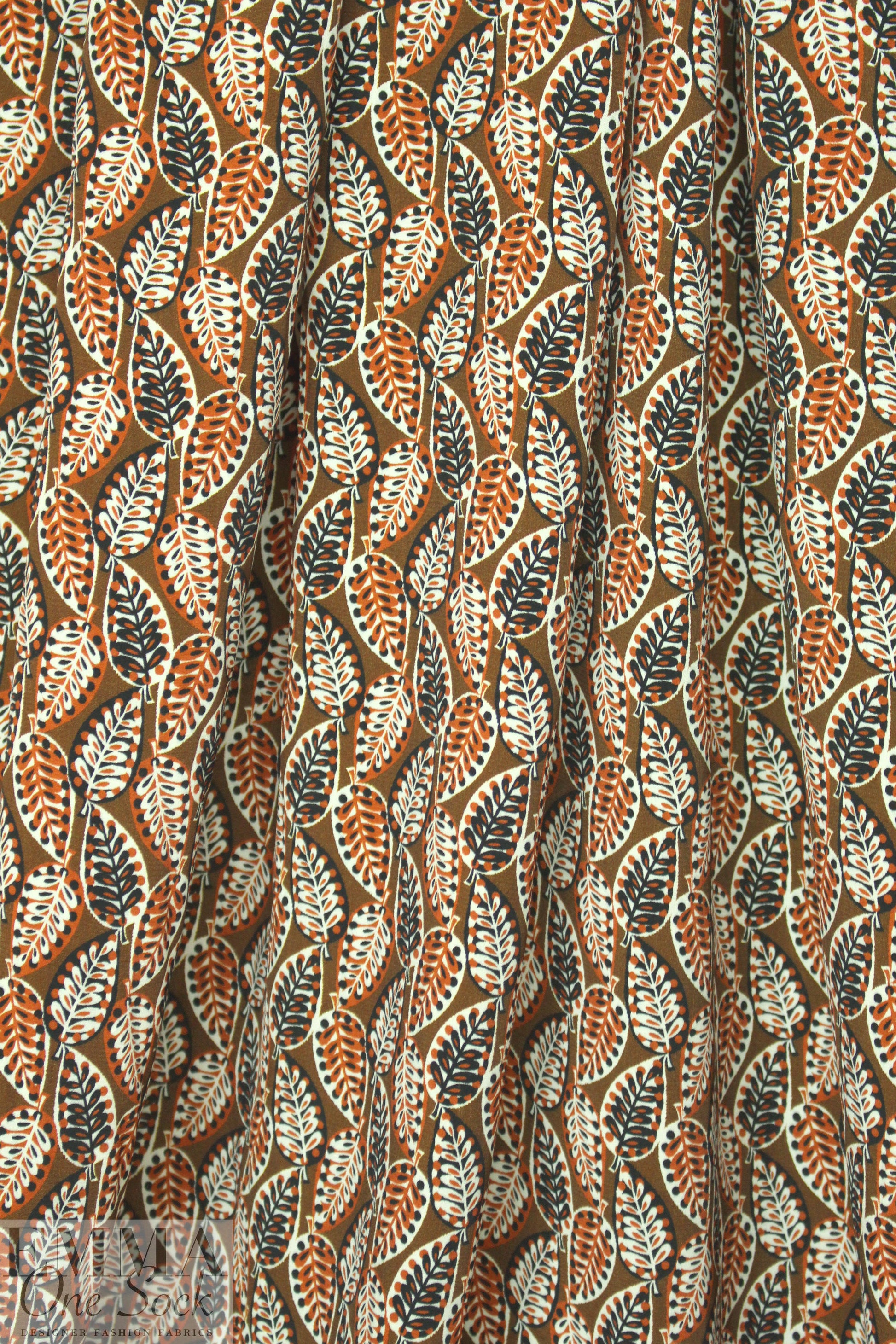 French viscose drapey woven - autumn leaf graphic 1.875 yd