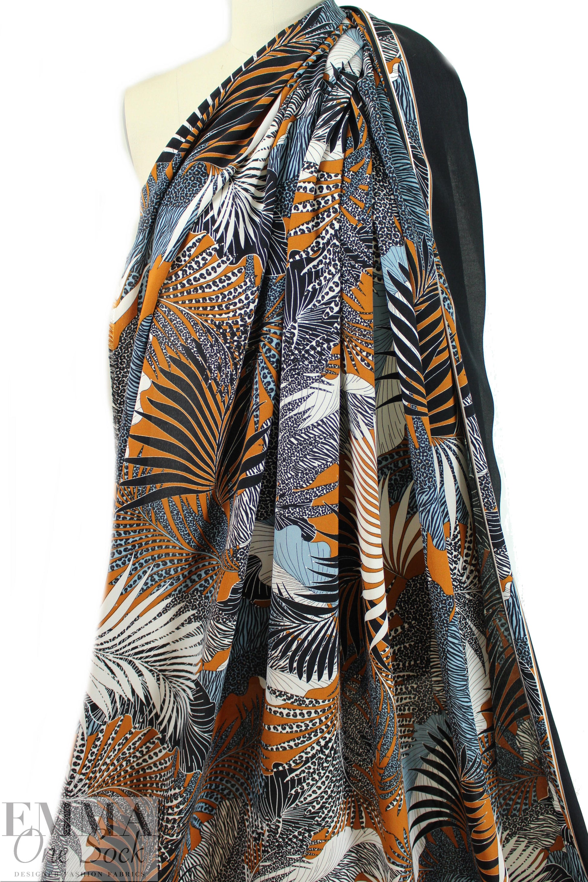 French viscose drapey woven - jungle ferns