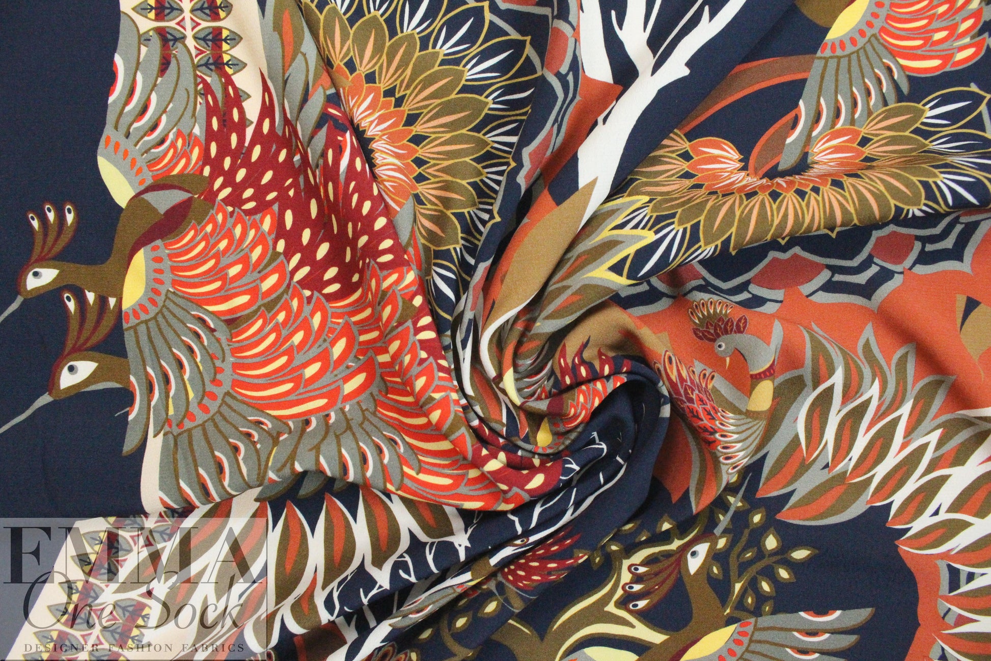 Italian viscose border print crepe woven - deco dream world