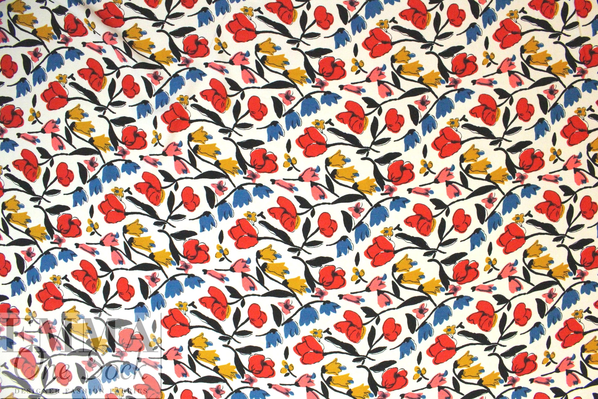 Italian viscose crepe woven - fleurs heureuses