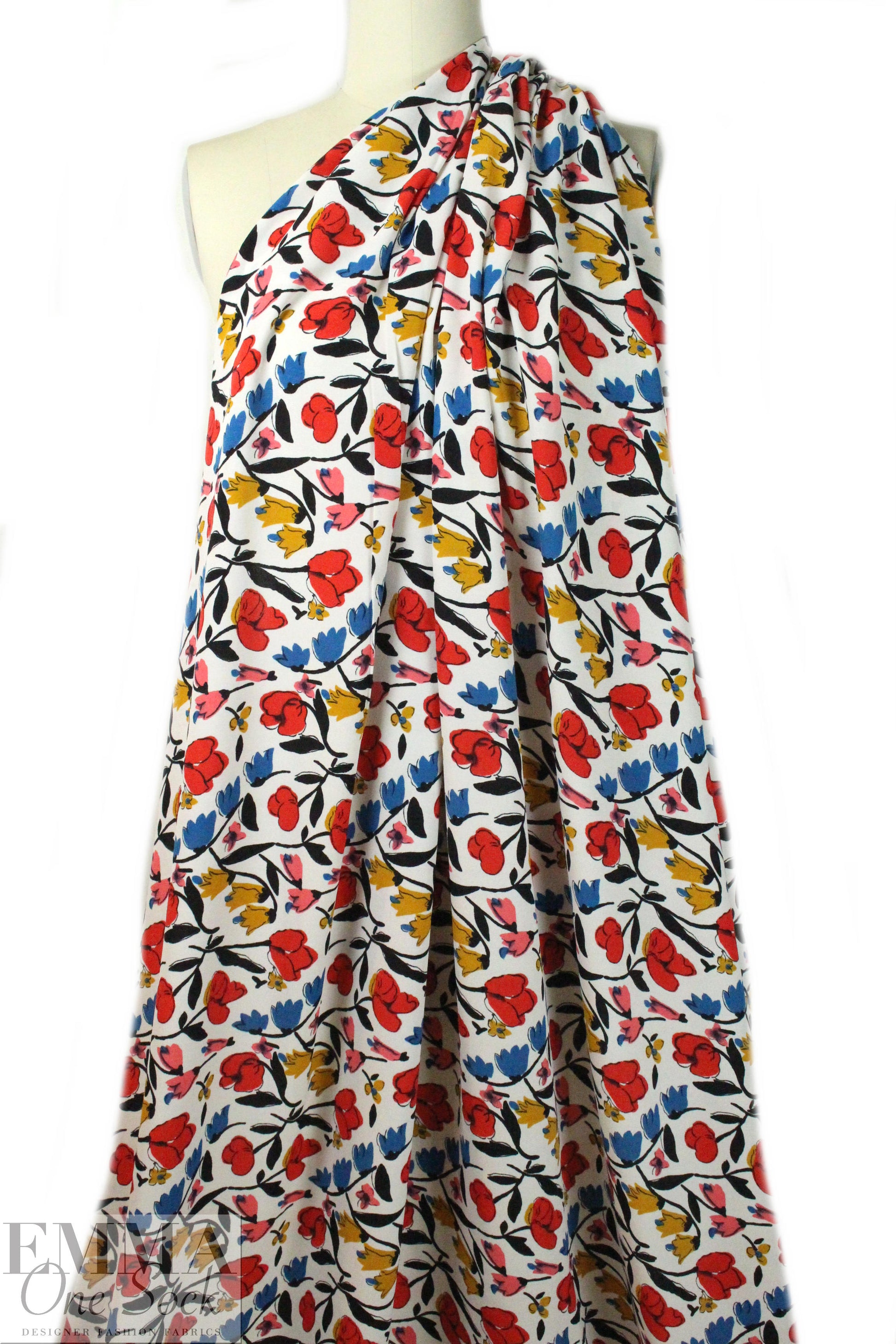 Italian viscose crepe woven - fleurs heureuses