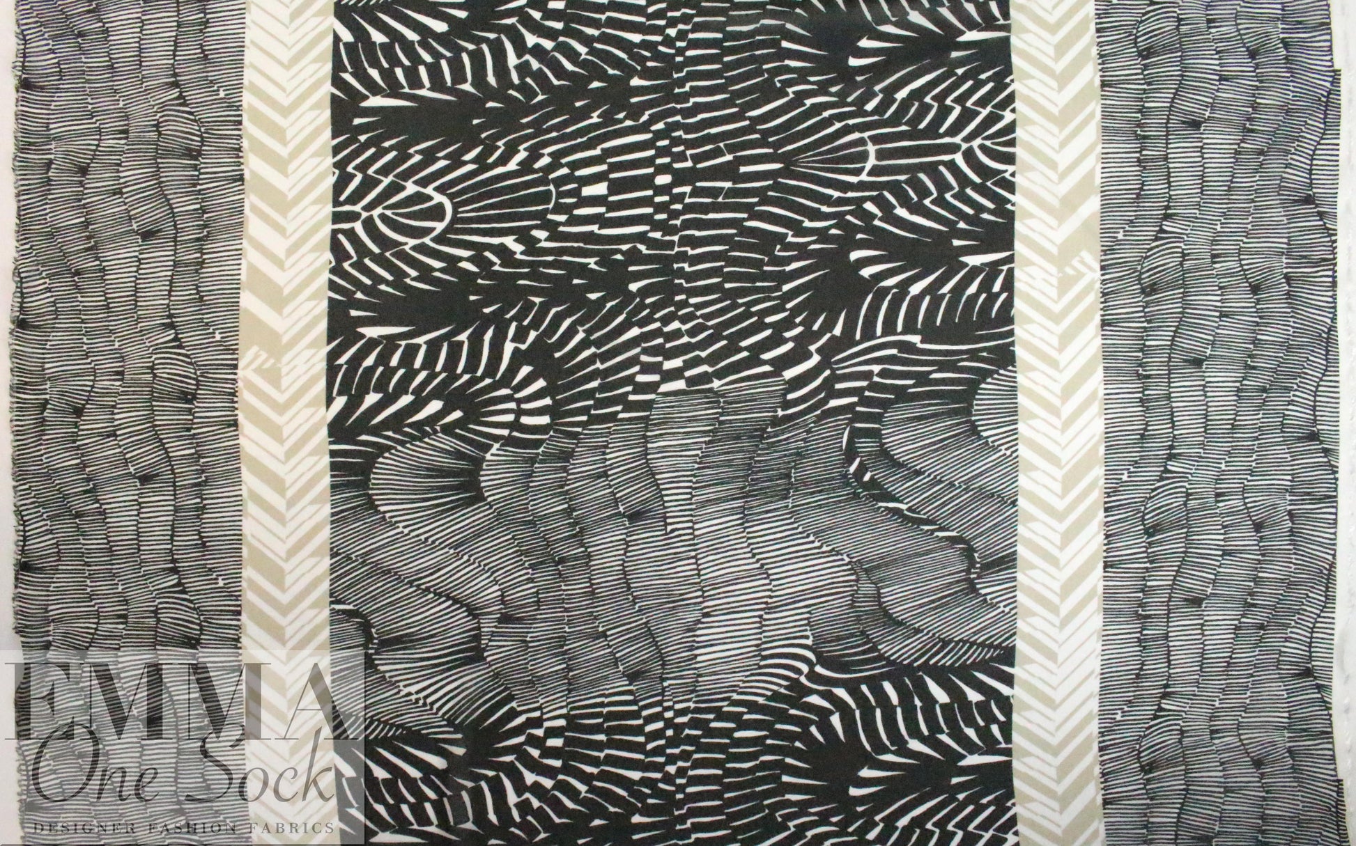 Italian graphic borders viscose crepe georgette