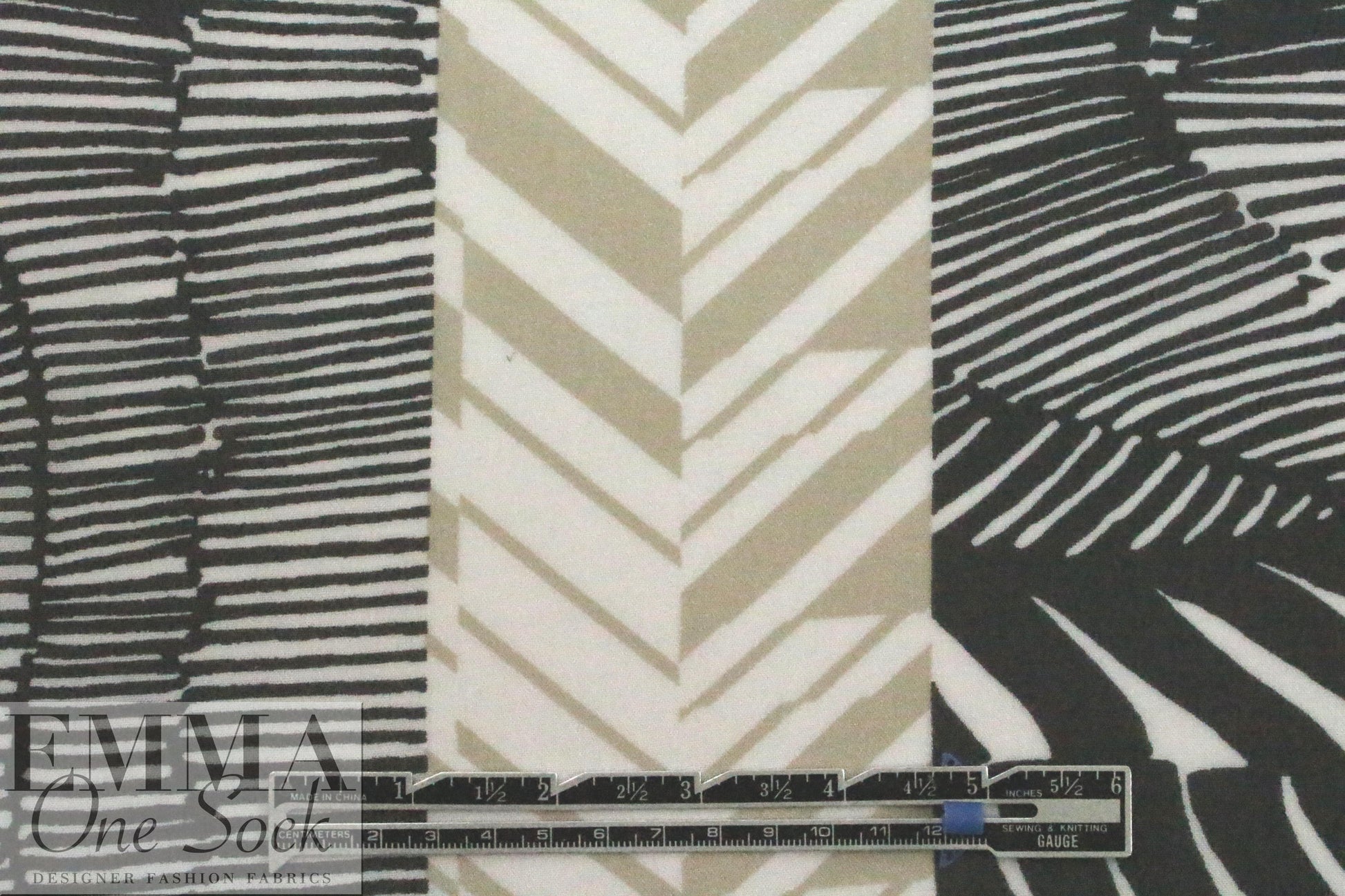 Italian graphic borders viscose crepe georgette