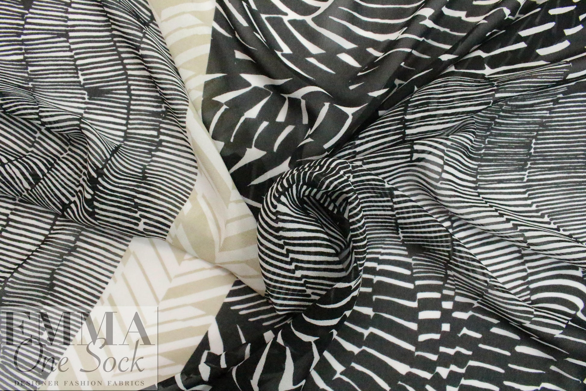 Italian graphic borders viscose crepe georgette 1.25 yd