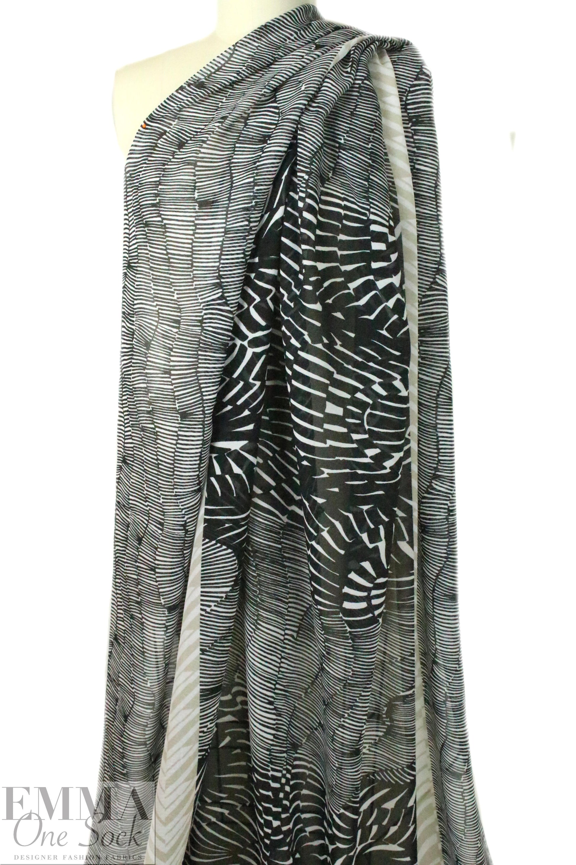 Italian graphic borders viscose crepe georgette 1.25 yd