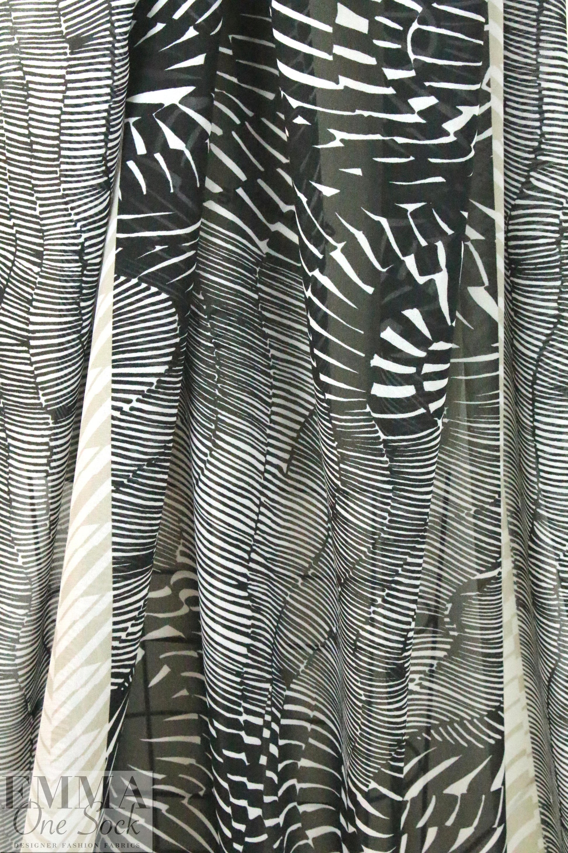 Italian graphic borders viscose crepe georgette 1.625 yd