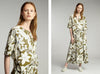 Italian olive floral silhouette cotton/viscose shirting