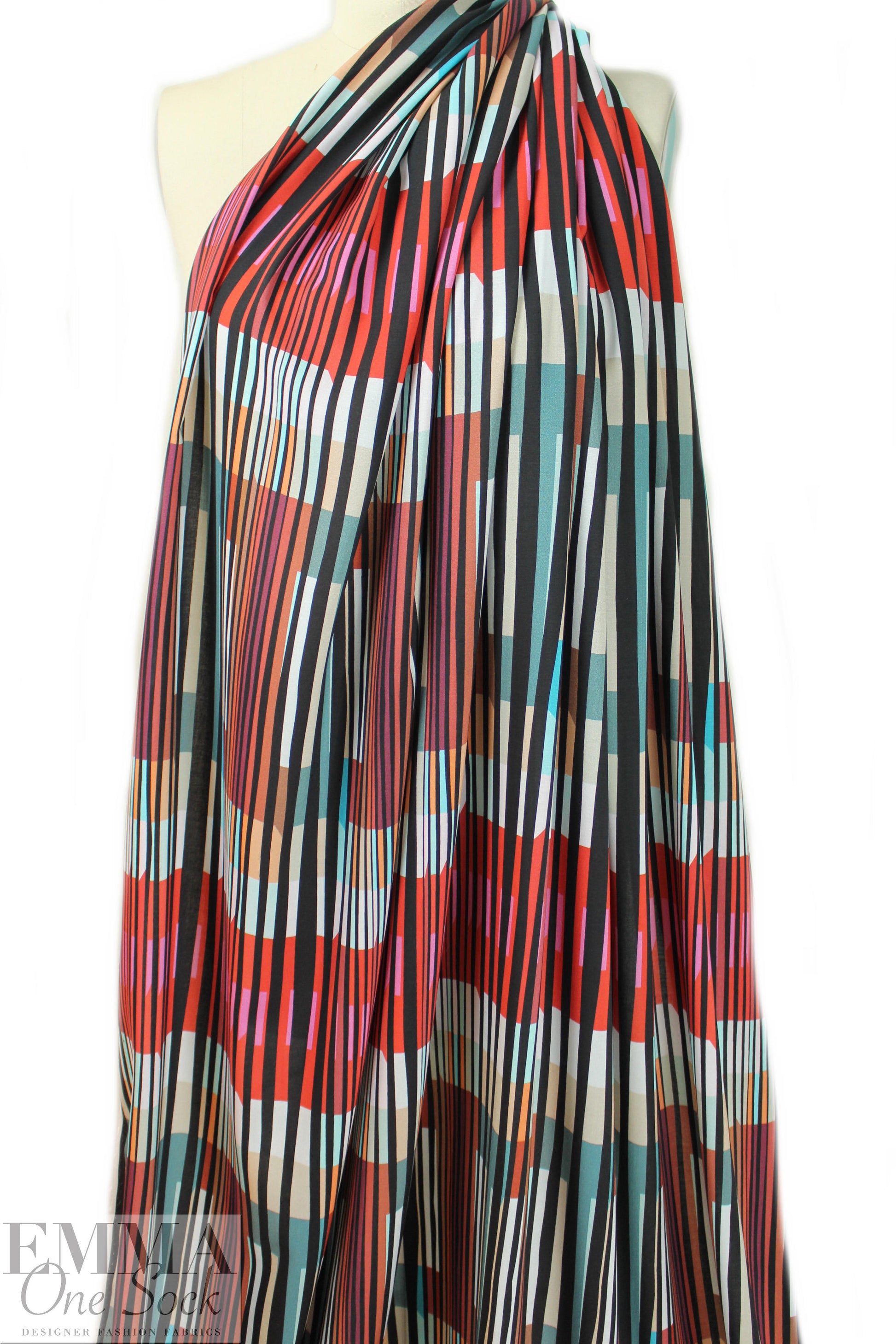 Italian drapey viscose woven - strips 'n' stripes