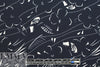 Italian viscose crepe woven - navy/white graphic whimsy 1.66 yd