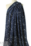 Italian viscose crepe woven - navy/white graphic whimsy .75 yds