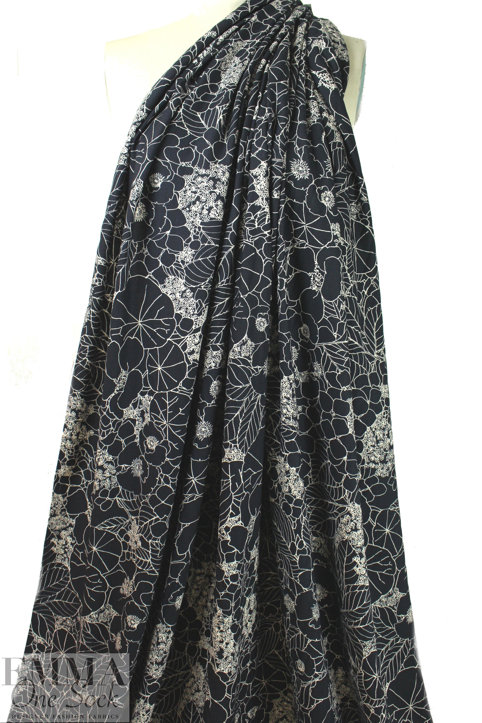 Italian deco silhouette viscose drapey twill woven 1.875 yd