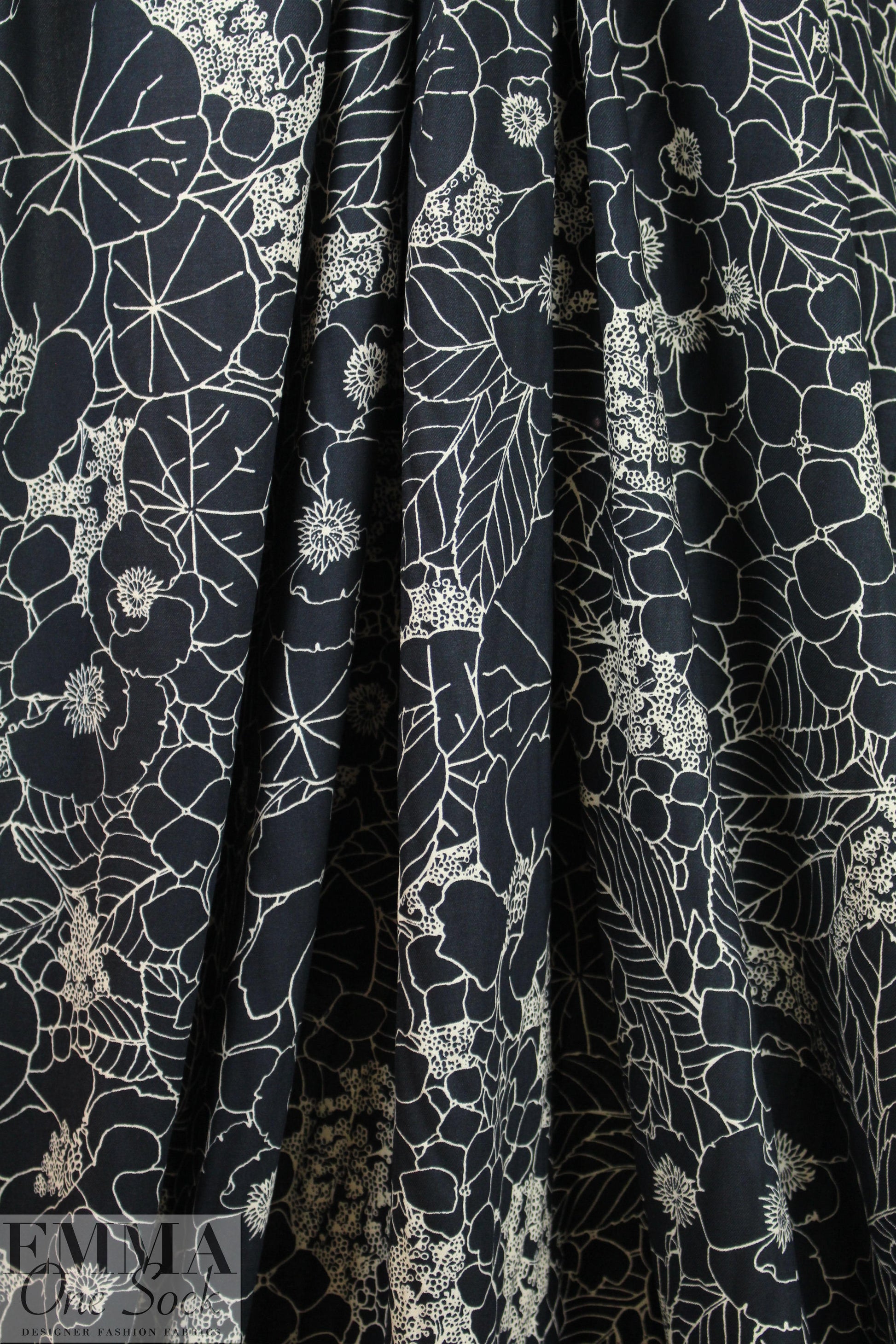 Italian deco silhouette viscose drapey twill woven 1.875 yd