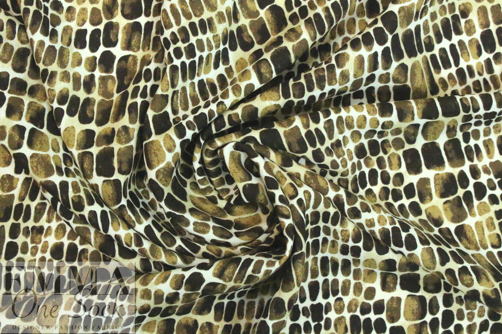 Italian earthtones animal print viscose challis .75 yds