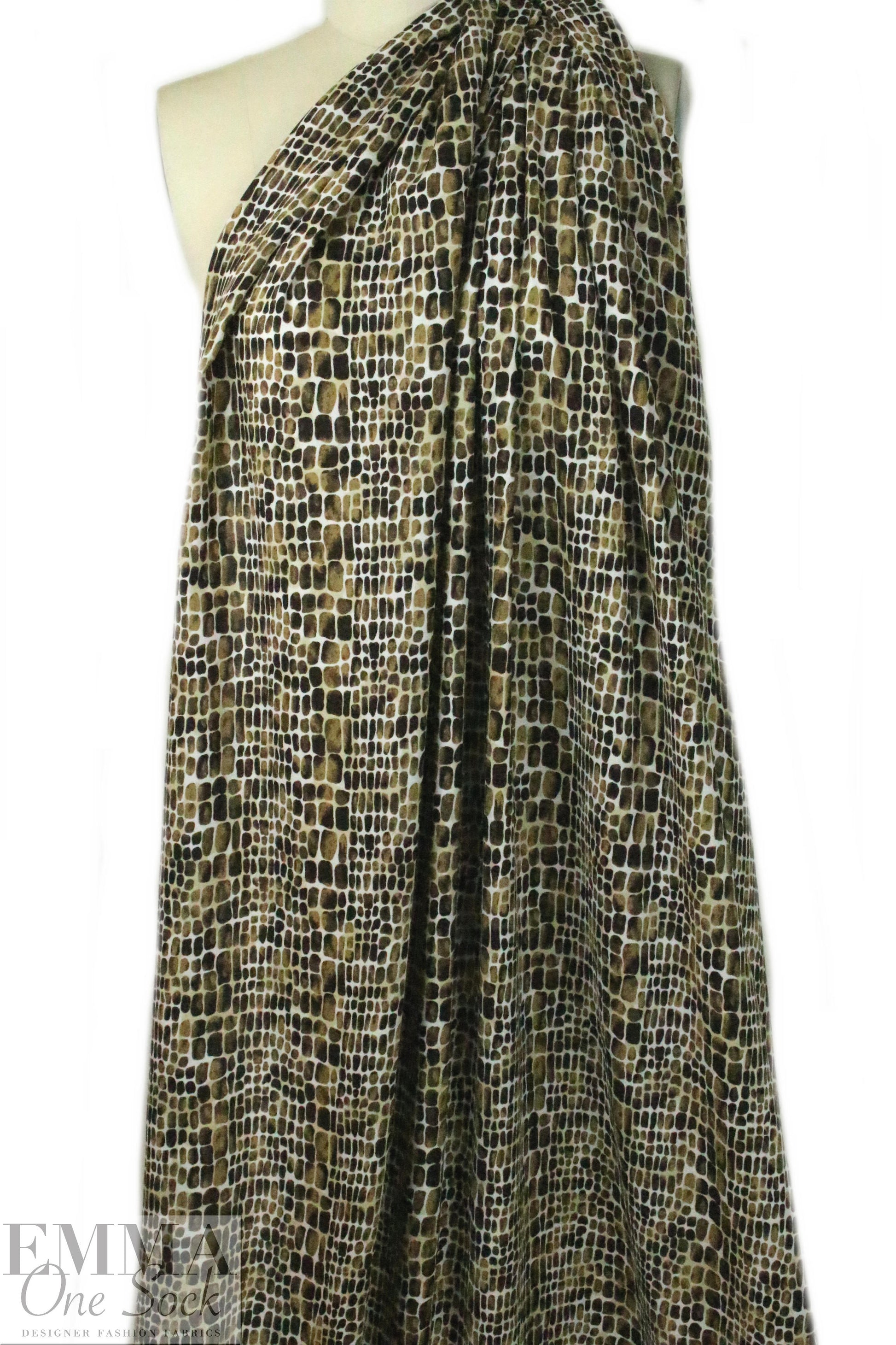 Italian earthtones animal print viscose challis .75 yds
